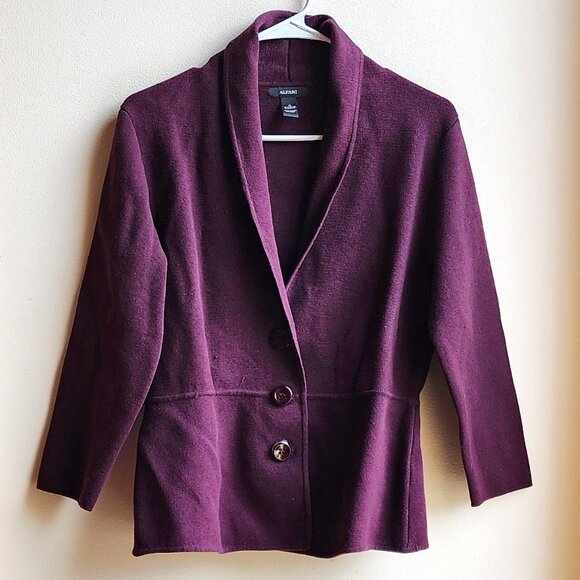 Alfani Purple Button Down Sweater Blazer Size Medium - Picture 1 of 11